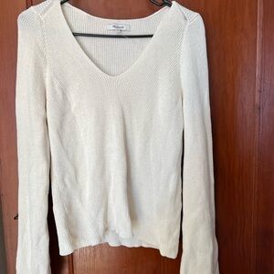 Madewell Women's V-Neck Sweater in Cream